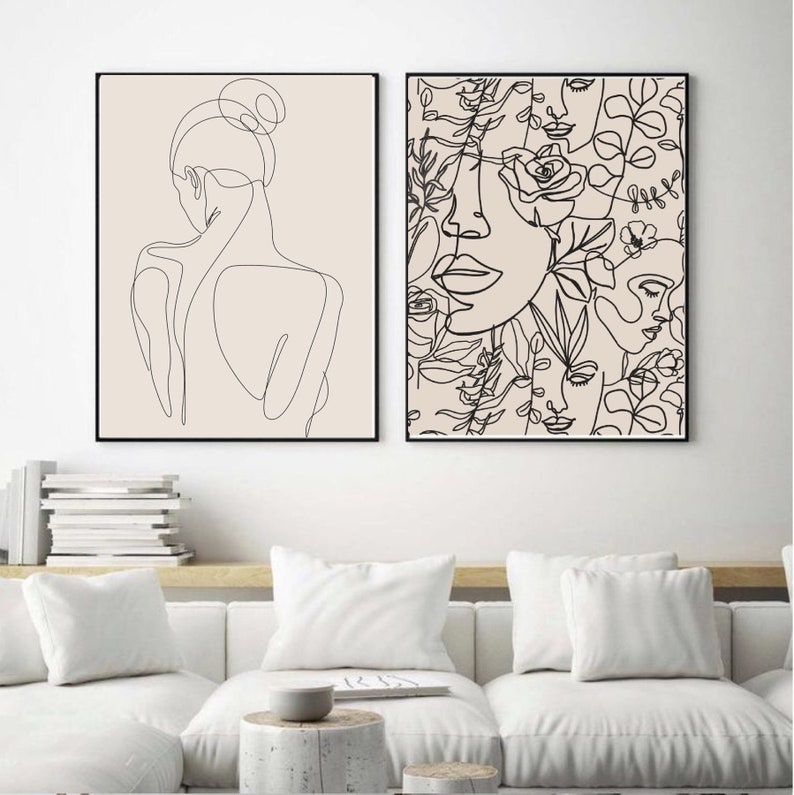 Flower Woman Wooden Framed Wall Art Double Set