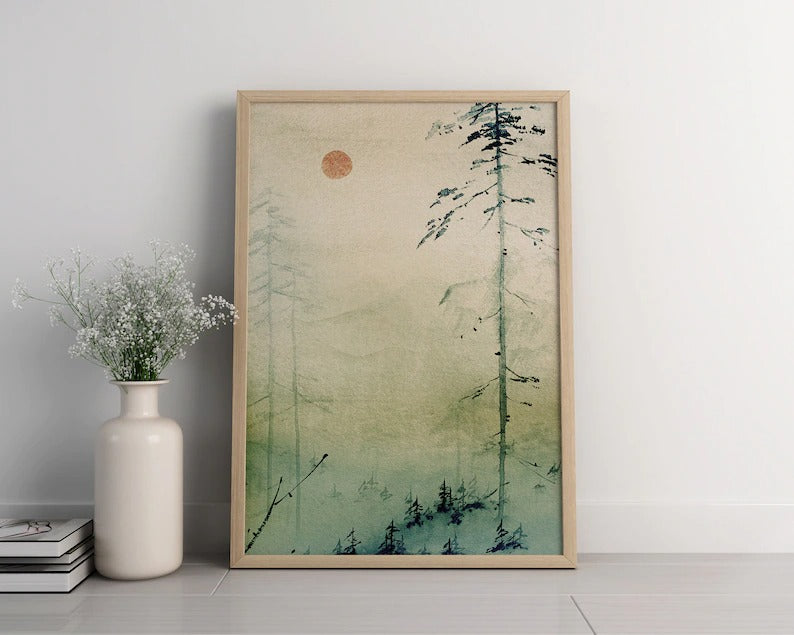 Fog In The Forest Wooden Framed Wall Art