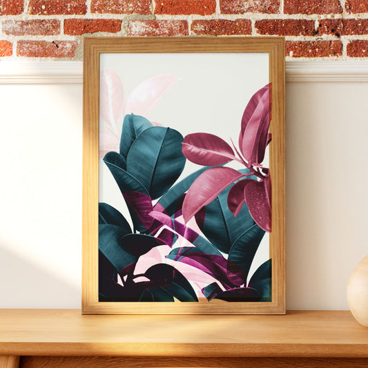 Flower Pattern Wooden Framed Wall Art