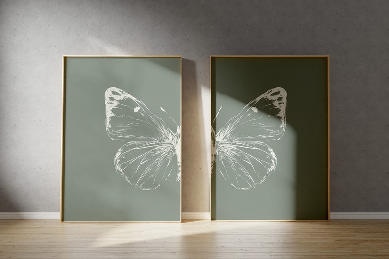 Butterfly Decor A Wooden Framed Wall Art Double Set