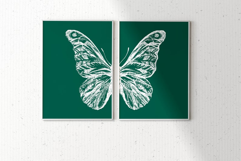 Butterfly Decor B Wooden Framed Wall Art Double Set