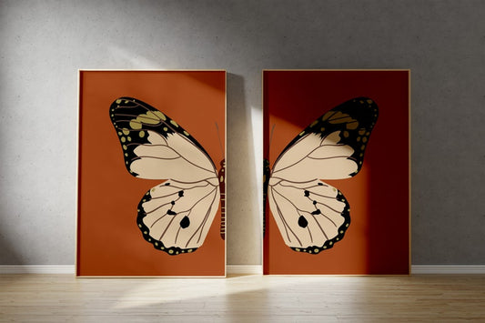 Butterfly Decor D Wooden Framed Wall Art Double Set