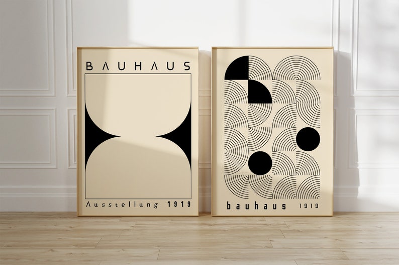 Bauhaus 1919 Wooden Framed Wall Art Double Set