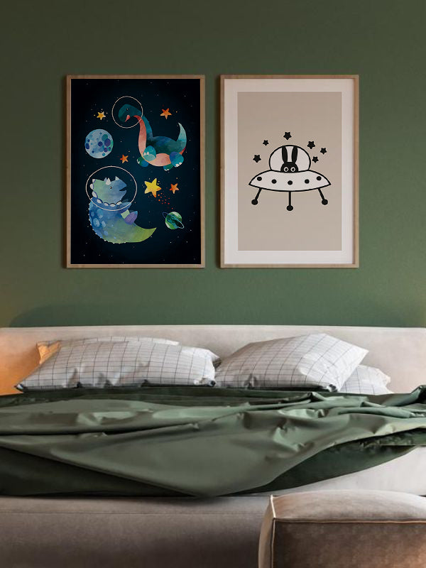 Space Adventure Wooden Framed Wall Art Double Set