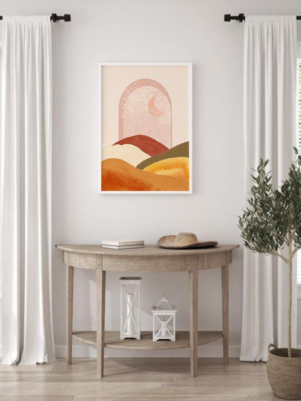 Mountains And Moon Wooden Framed Wall Art