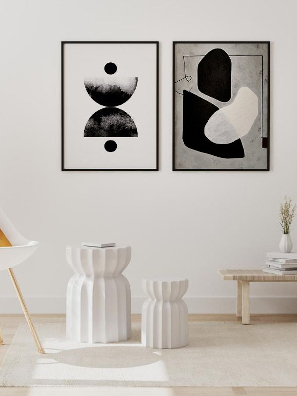 Shades of Black Wooden Framed Wall Art Double Set