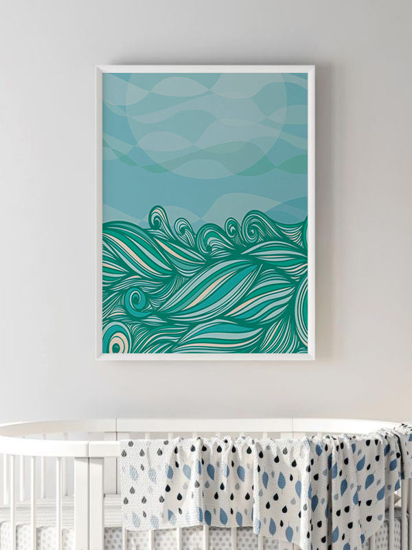 Cartoon Sea Wooden Framed Wall Art