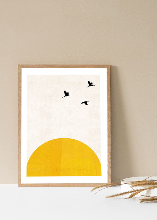 Sun Landscape Wooden Framed Wall Art