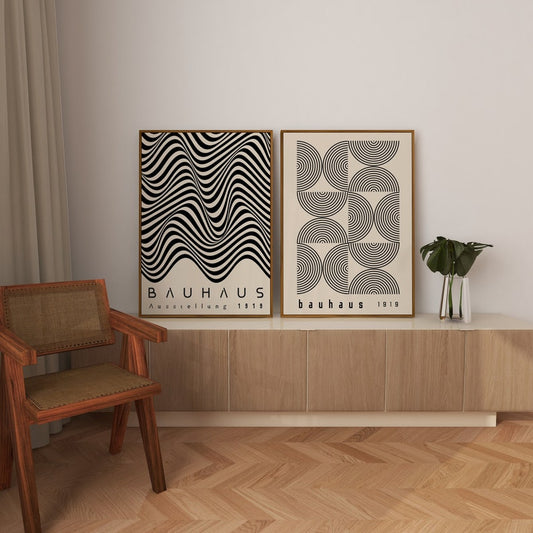 Bauhaus Ausstellung Wooden Framed Wall Art Double Set