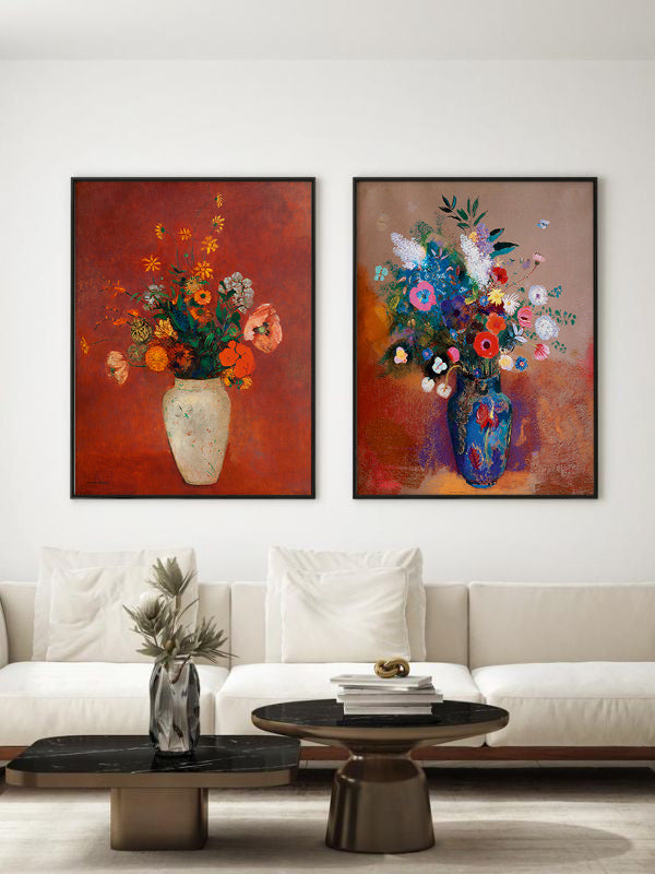 Potted Flowers Wooden Framed Wall Art Double Set