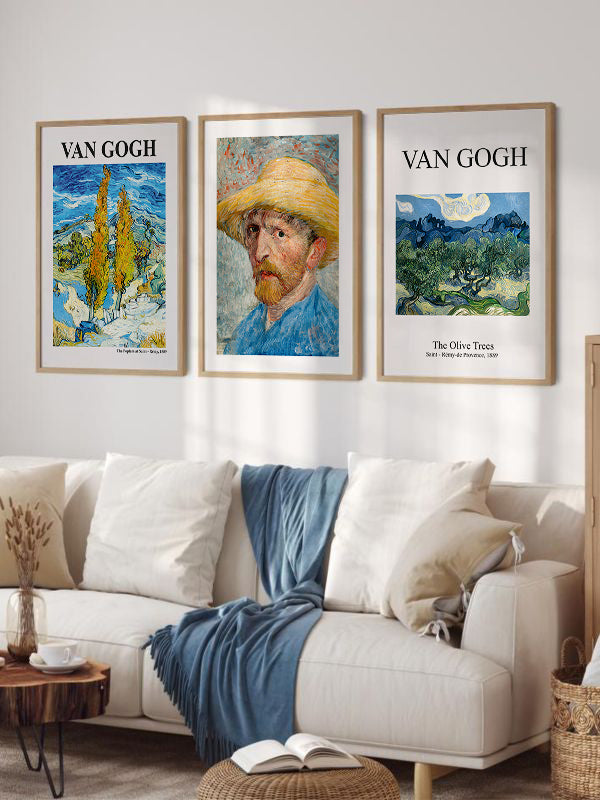 Van Gogh Wooden Framed Wall Art Triple Set