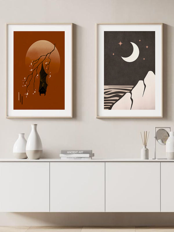 Astronomy Figures Wooden Framed Wall Art Double Set