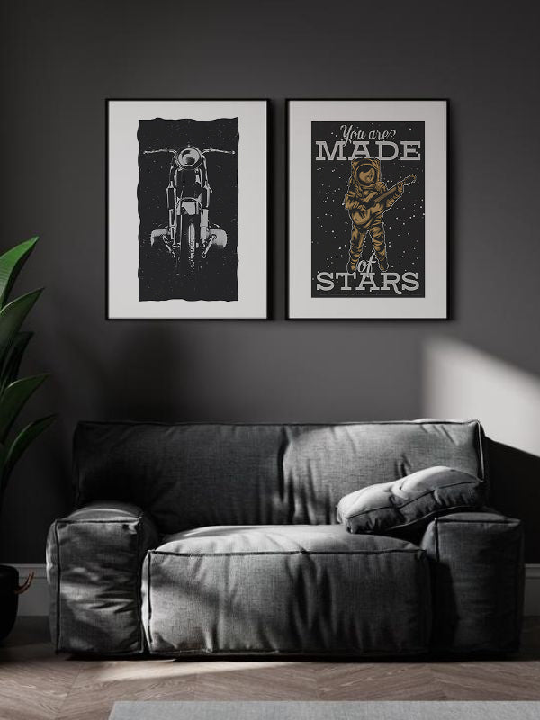 Made Stars Wooden Framed Wall Art Double Set