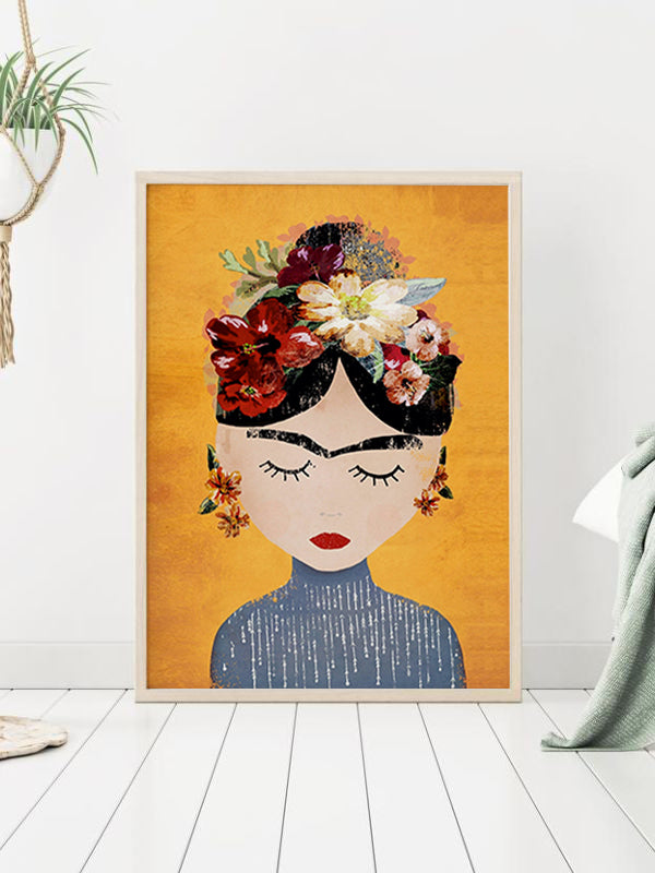 Chinese Woman Wooden Framed Wall Art