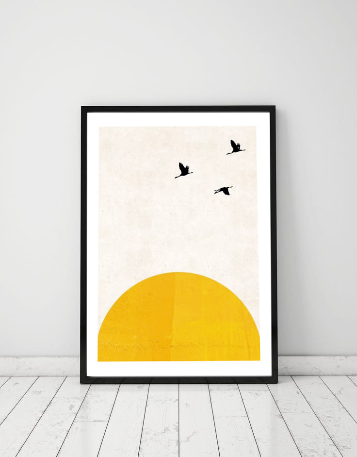 Sun Landscape Wooden Framed Wall Art