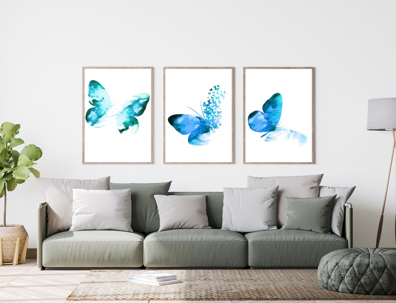 Colorful Butterfly Wooden Framed Wall Art Triple Set