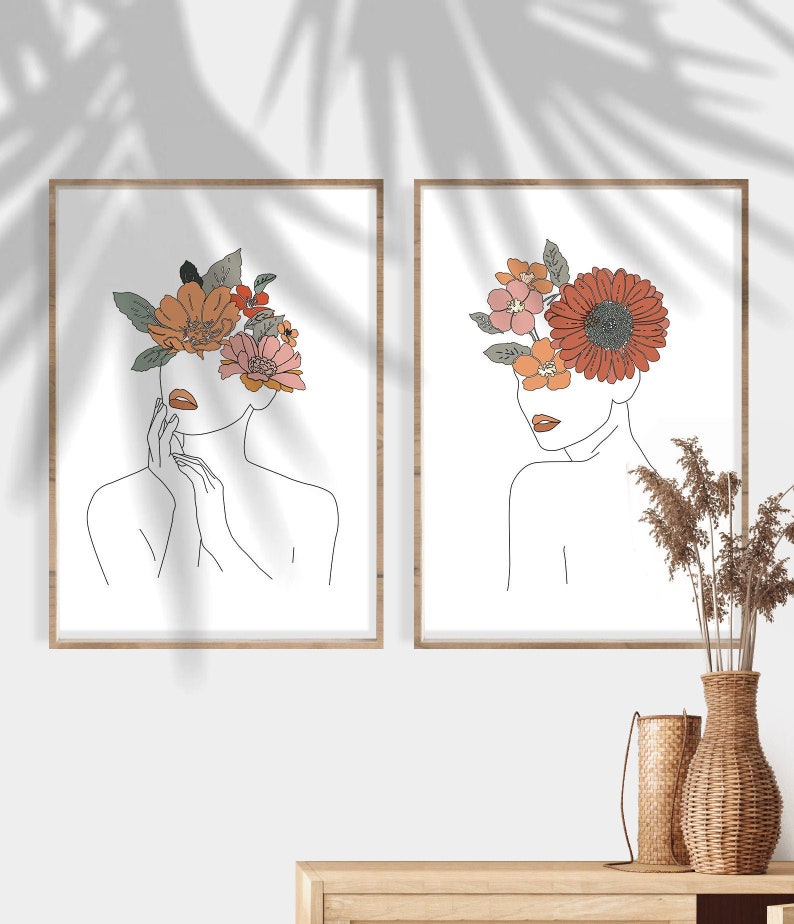 Flower Beauty Wooden Framed Wall Art Double Set