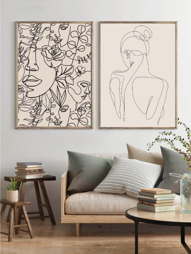 Flower Woman Wooden Framed Wall Art Double Set