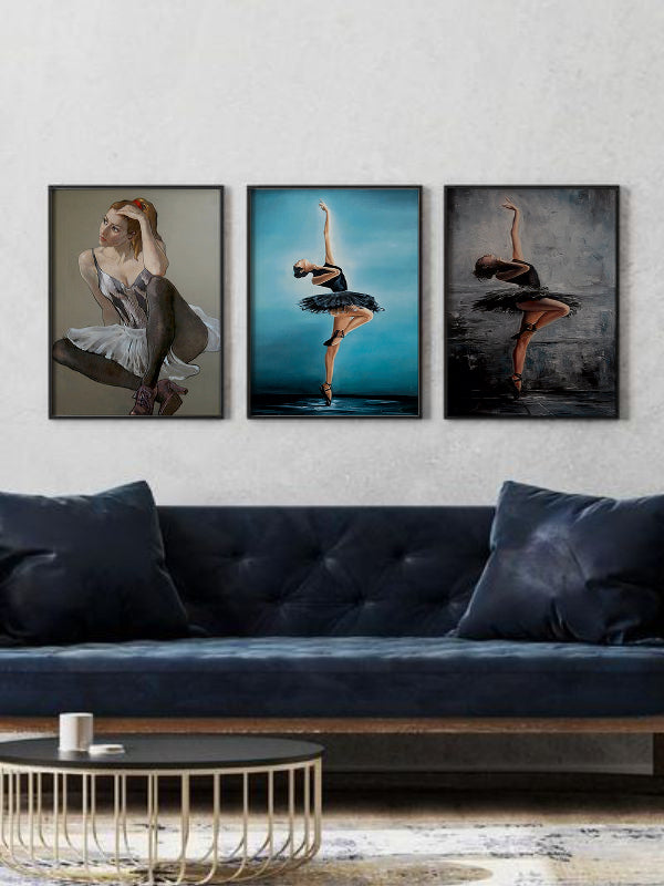 Tired Ballerina Wooden Framed Wall Art Triple Set