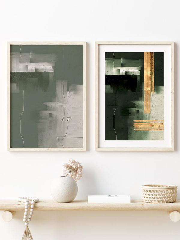 Pastel Colors Wooden Framed Wall Art Double Set