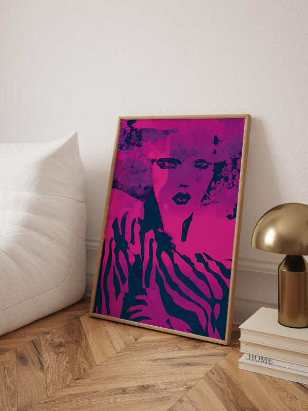 Purple Portrait Wooden Framed Wall Art