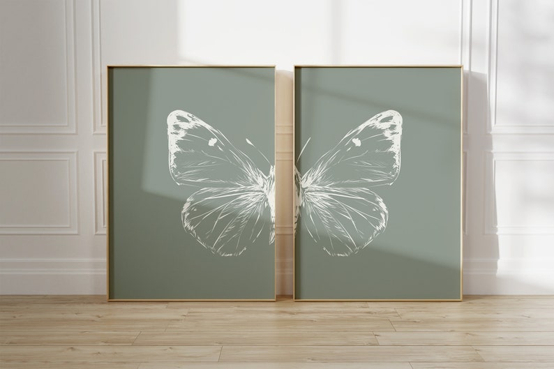 Butterfly Decor A Wooden Framed Wall Art Double Set