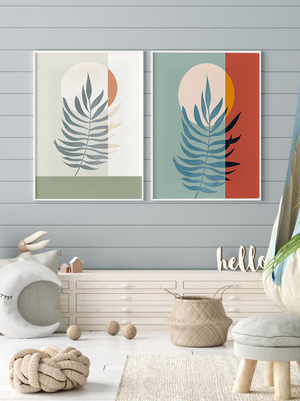 Pale And Bright Wooden Framed Wall Art Double Set