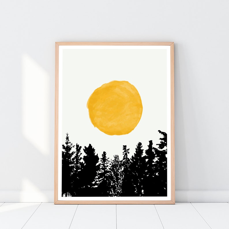 Sun Trees Wooden Framed Wall Art Triple Set