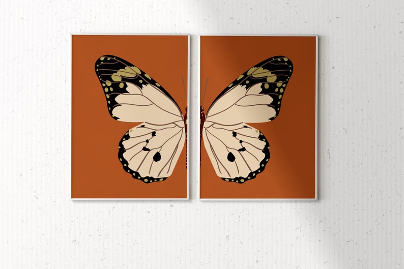 Butterfly Decor D Wooden Framed Wall Art Double Set