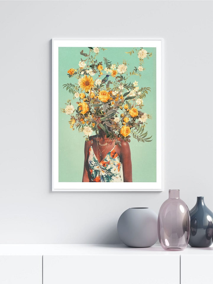 Flower Woman Wooden Framed Wall Art