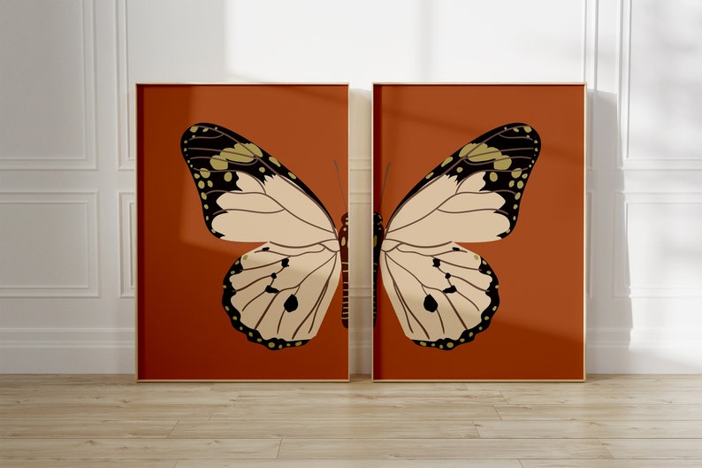 Butterfly Decor D Wooden Framed Wall Art Double Set