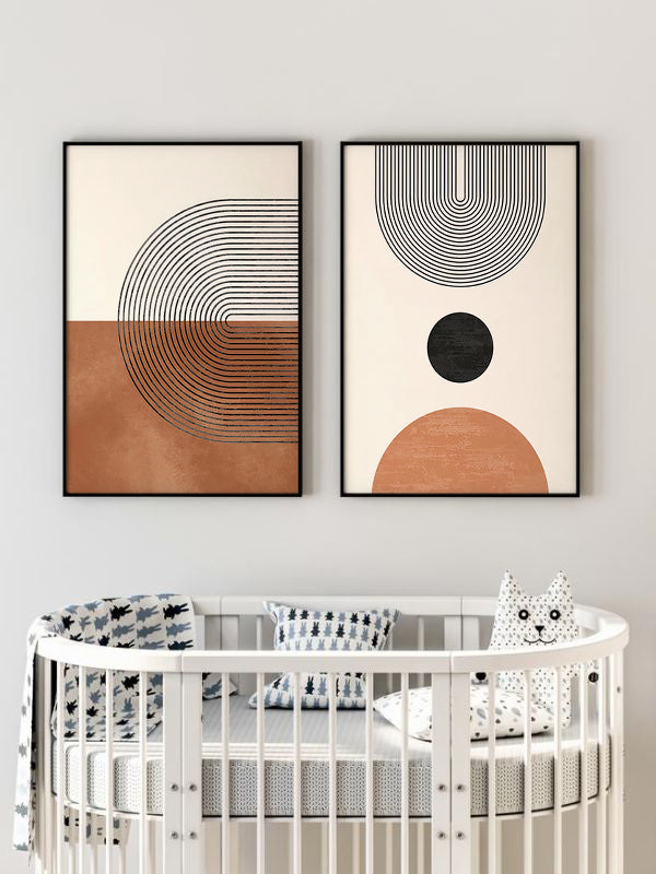 Geometric Poster Wooden Framed Wall Art Double Set