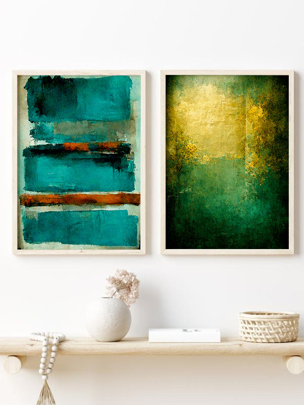 Pastel Colors Wooden Framed Wall Art Double Set