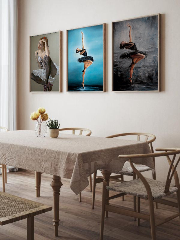 Tired Ballerina Wooden Framed Wall Art Triple Set