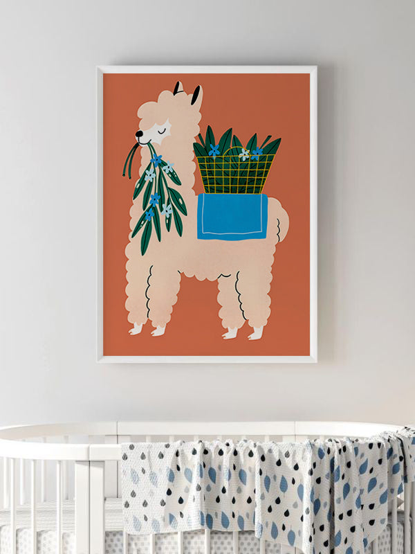 Llama Charm Wooden Framed Wall Art