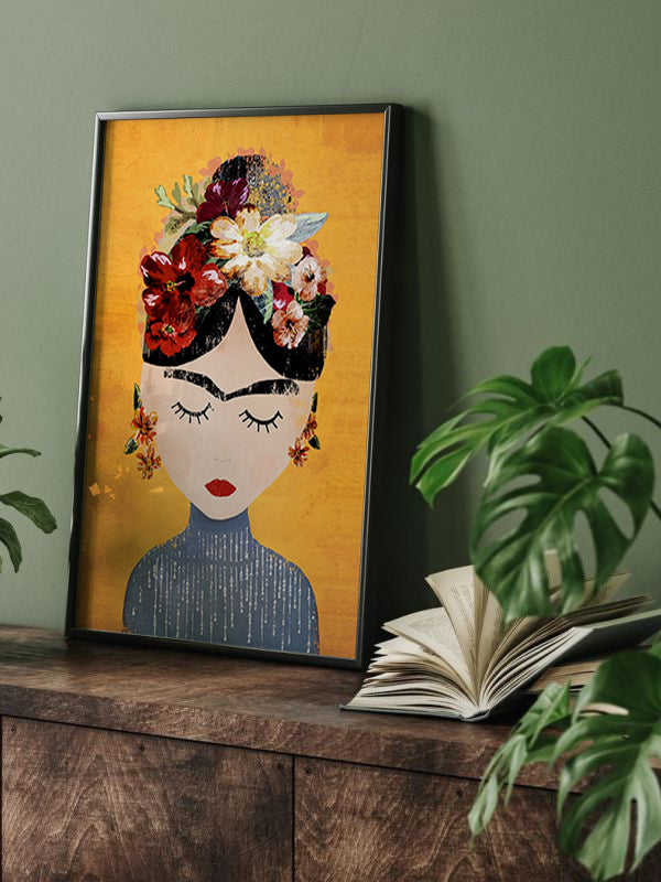 Chinese Woman Wooden Framed Wall Art