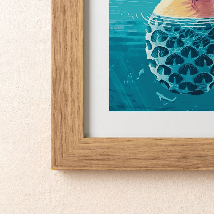 Sea And Pineapple Wooden Framed Wall Art