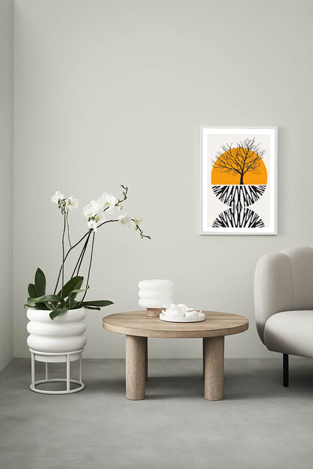 Tree And Sun Wooden Framed Wall Art