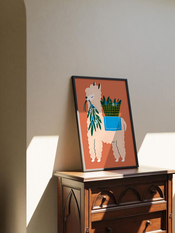 Llama Charm Wooden Framed Wall Art