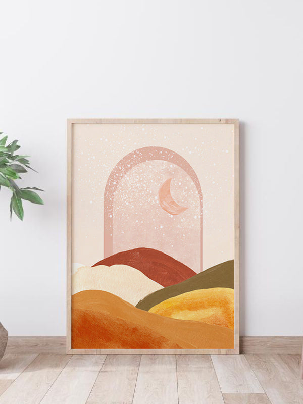 Mountains And Moon Wooden Framed Wall Art