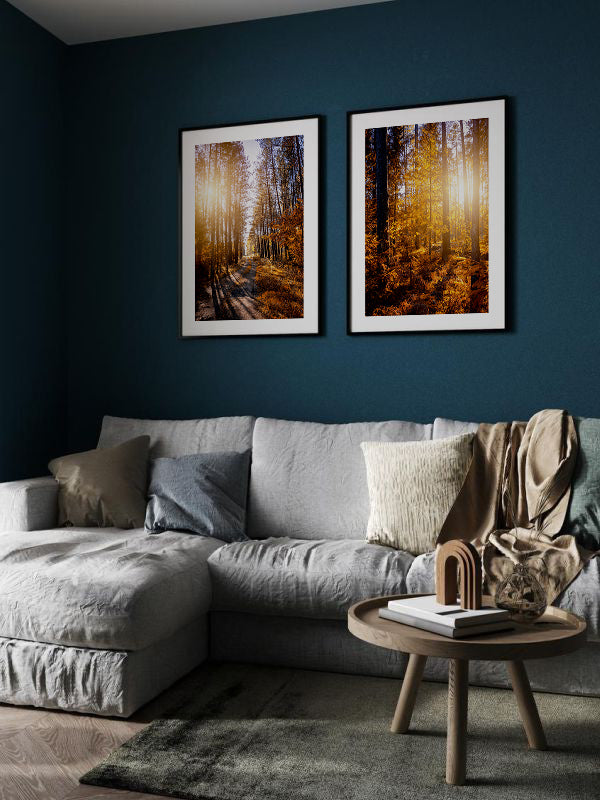 Sunlight And Trees Wooden Framed Wall Art Double Set