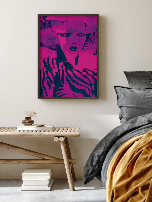 Purple Portrait Wooden Framed Wall Art