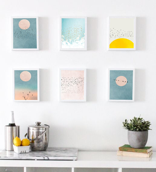 Moon Ad Bird Wooden Framed Wall Art Multi Set